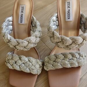 Steve Madden Beige/Neutral tone Rhinestone Sandals
